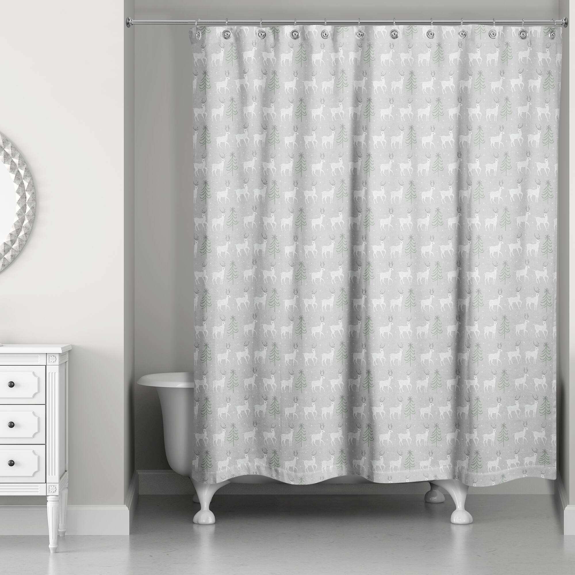 Deer & Tree Pattern Shower Curtain